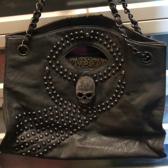 Sheepskin Skull with Studs Handbag